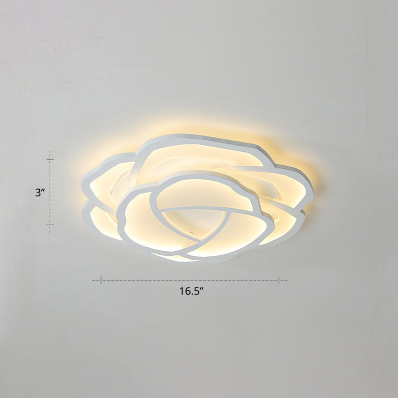 White Rose Flushmount Lighting Minimalistic Acrylic Surface Mounted Led Ceiling Light for Bedroom