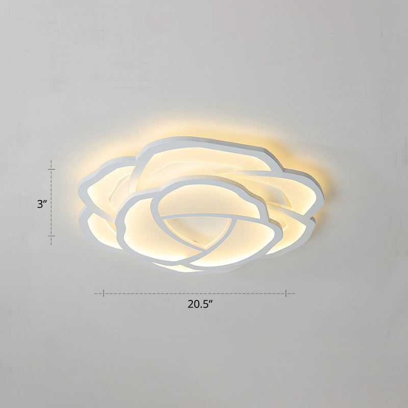 White Rose Flushmount Lighting Minimalistic Acrylic Surface Mounted Led Ceiling Light for Bedroom