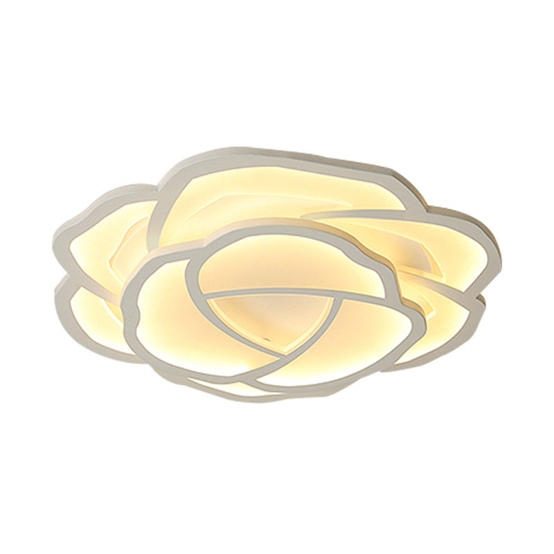 White Rose Flushmount Lighting Minimalistic Acrylic Surface Mounted Led Ceiling Light for Bedroom