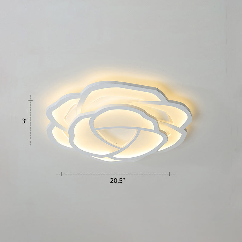 White Rose Flushmount Lighting Minimalistic Acrylic Surface Mounted Led Ceiling Light for Bedroom