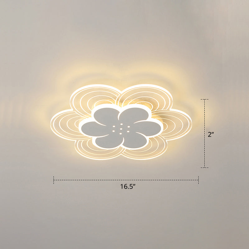 Blumen Acryl Led Flush Mount Einfache Stil Weiß Ceiling Mount Light Fassung für Schlafzimmer