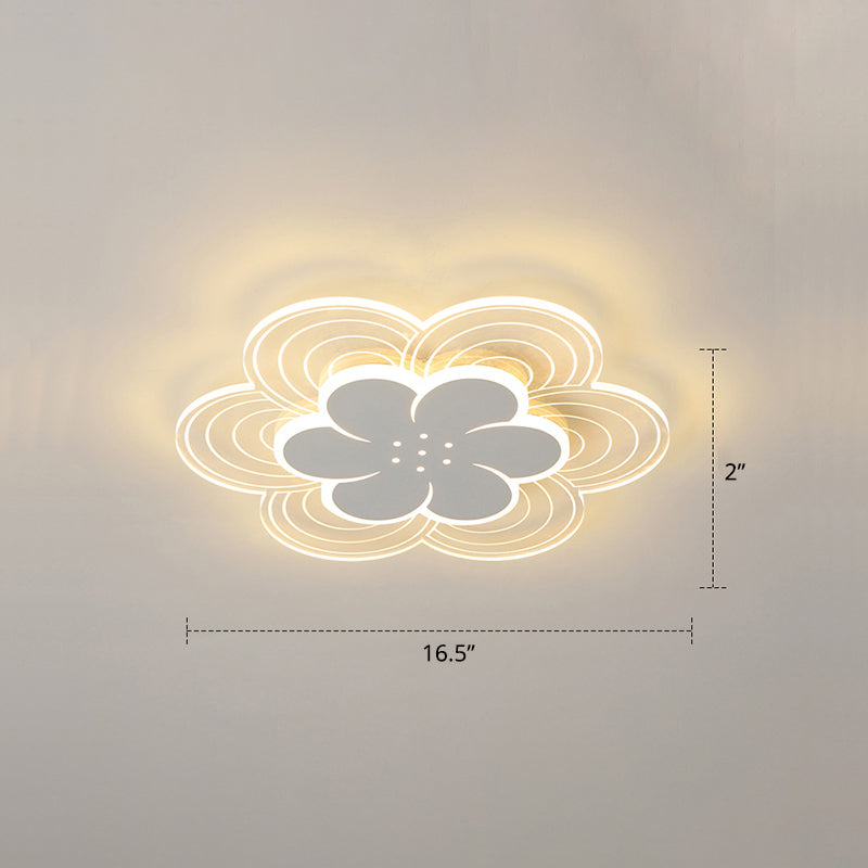 Blumen Acryl Led Flush Mount Einfache Stil Weiß Ceiling Mount Light Fassung für Schlafzimmer