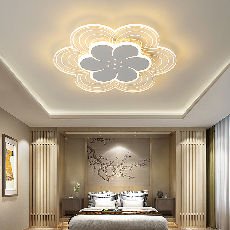 Blumen Acryl Led Flush Mount Einfache Stil Weiß Ceiling Mount Light Fassung für Schlafzimmer