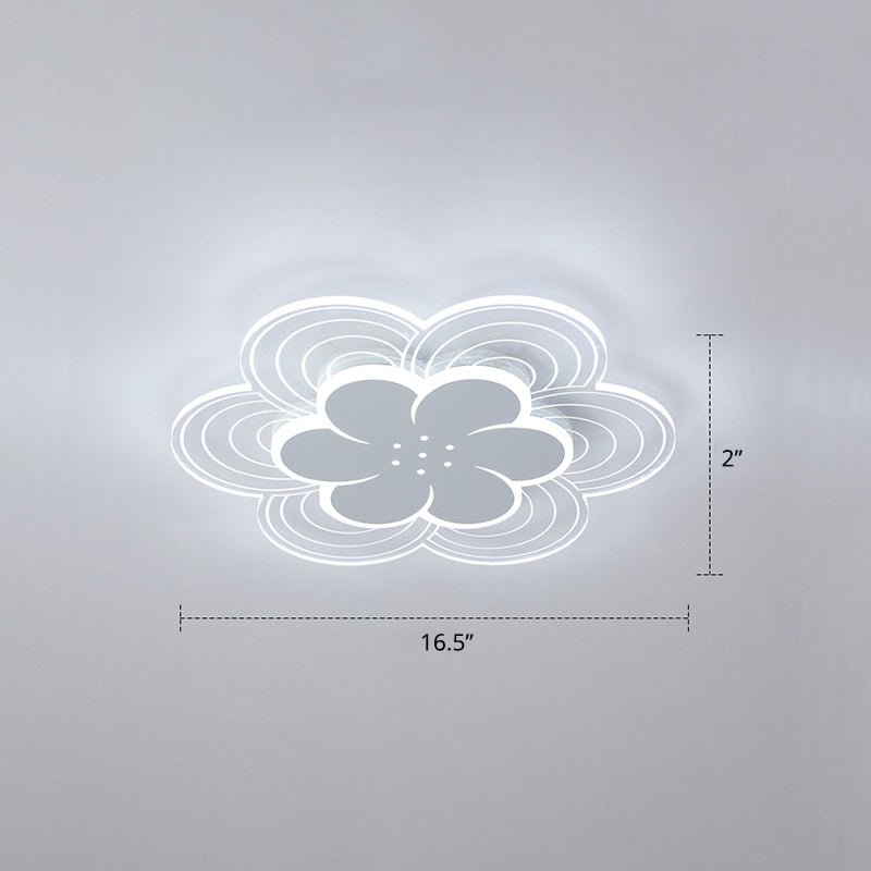 Flower Acrylic Led Flush Mount Simple Style White Ceiling Mount Light Fixture for Bedroom