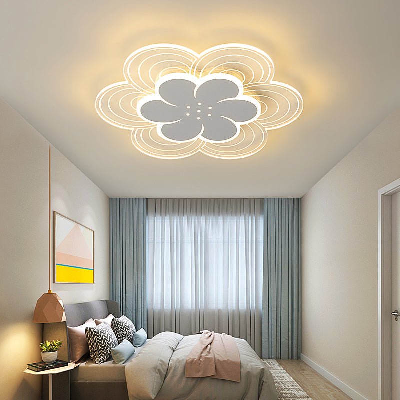 Blumen Acryl Led Flush Mount Einfache Stil Weiß Ceiling Mount Light Fassung für Schlafzimmer