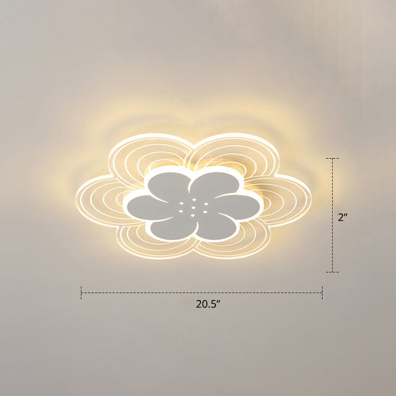 Blumen Acryl Led Flush Mount Einfache Stil Weiß Ceiling Mount Light Fassung für Schlafzimmer