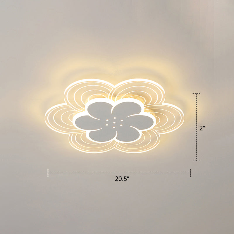Blumen Acryl Led Flush Mount Einfache Stil Weiß Ceiling Mount Light Fassung für Schlafzimmer