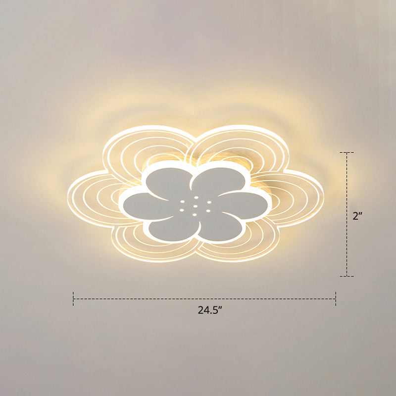 Blumen Acryl Led Flush Mount Einfache Stil Weiß Ceiling Mount Light Fassung für Schlafzimmer