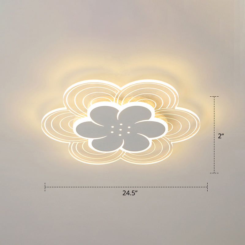 Blumen Acryl Led Flush Mount Einfache Stil Weiß Ceiling Mount Light Fassung für Schlafzimmer