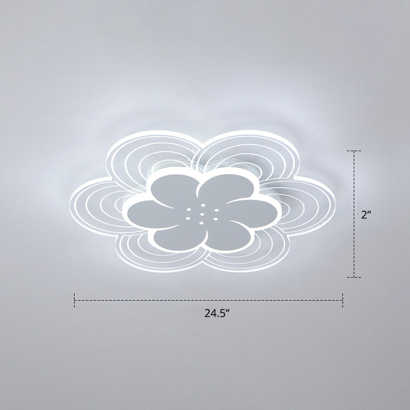 Blumen Acryl Led Flush Mount Einfache Stil Weiß Ceiling Mount Light Fassung für Schlafzimmer
