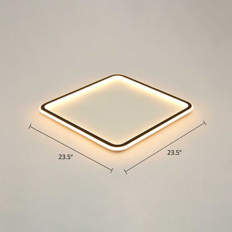 Vierkante Ultradunne LED Flush Mount Lamp Minimalistische Metalen Slaapkamer Flush Mount Plafond Fixture in Zwart