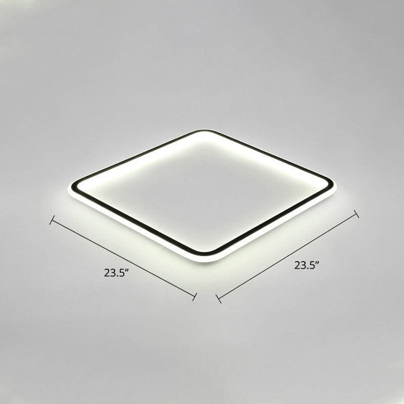 Vierkante Ultradunne LED Flush Mount Lamp Minimalistische Metalen Slaapkamer Flush Mount Plafond Fixture in Zwart