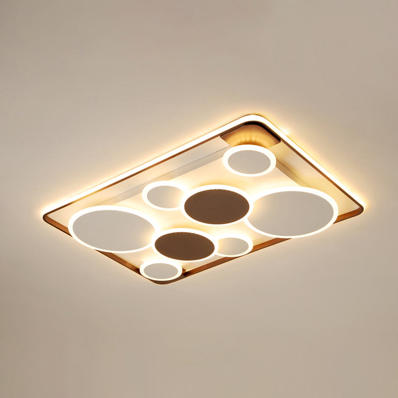 Metal Circles Flush Mount Light Novelty Nordic Coffee LED Ceiling Lighting for Living Room