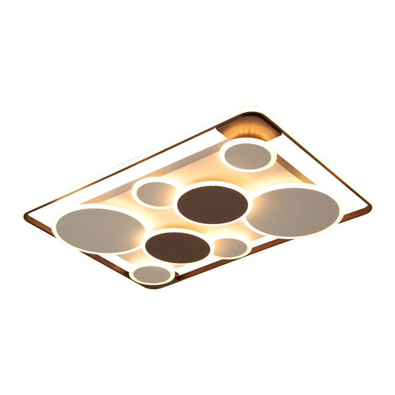 Metal Circles Flush Mount Light Novelty Nordic Coffee LED Ceiling Lighting for Living Room