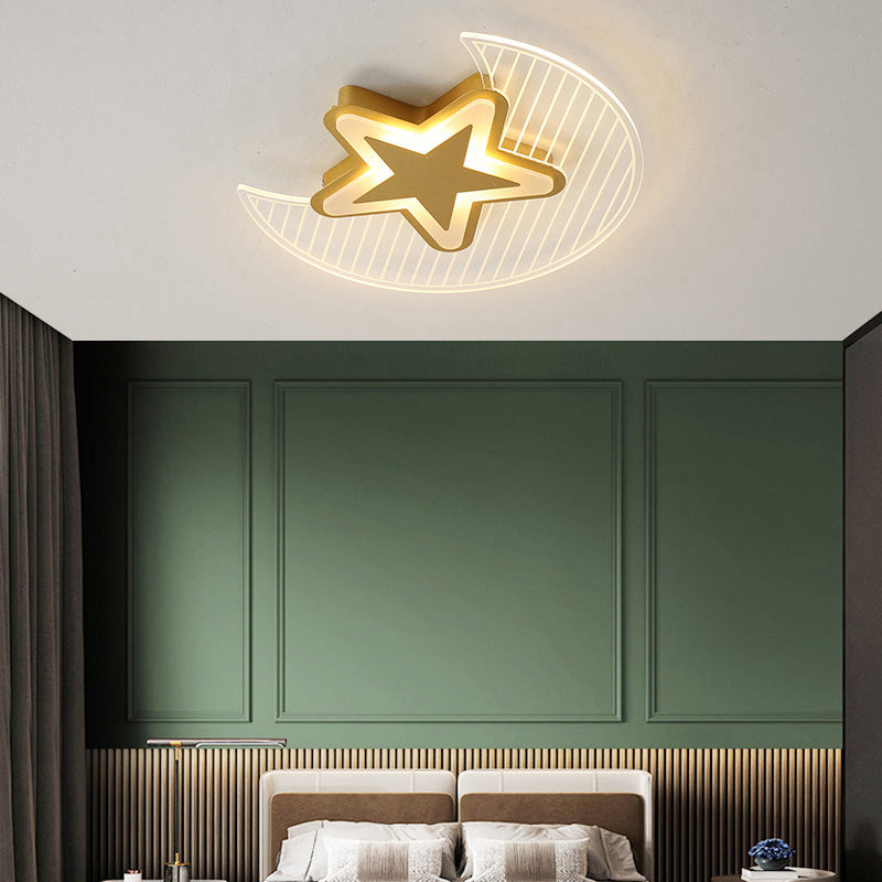 Crescent und Star LED Flush Light Nordic Acryl Schlafzimmer Deckenmontierte Leuchte