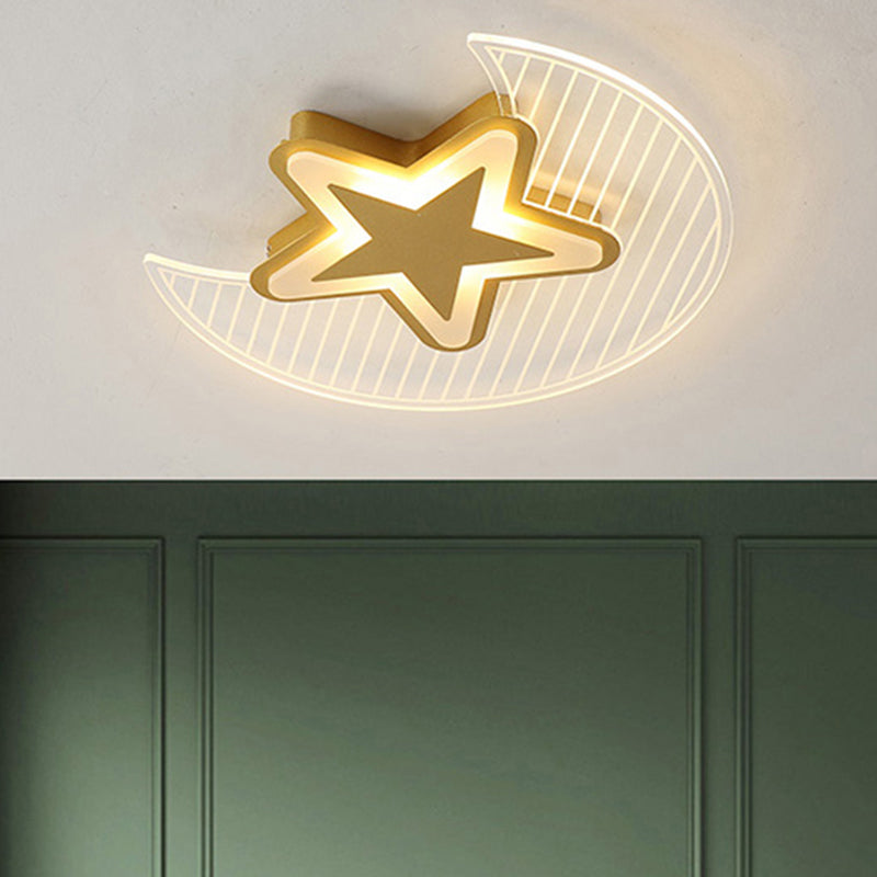 Crescent und Star LED Flush Light Nordic Acryl Schlafzimmer Deckenmontierte Leuchte
