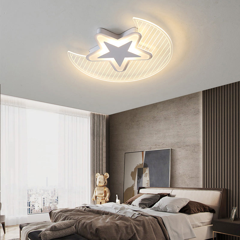 Crescent and Star LED Flush Light Nordic Acrylic Bedroom Ceiling Mounted Light Fixture