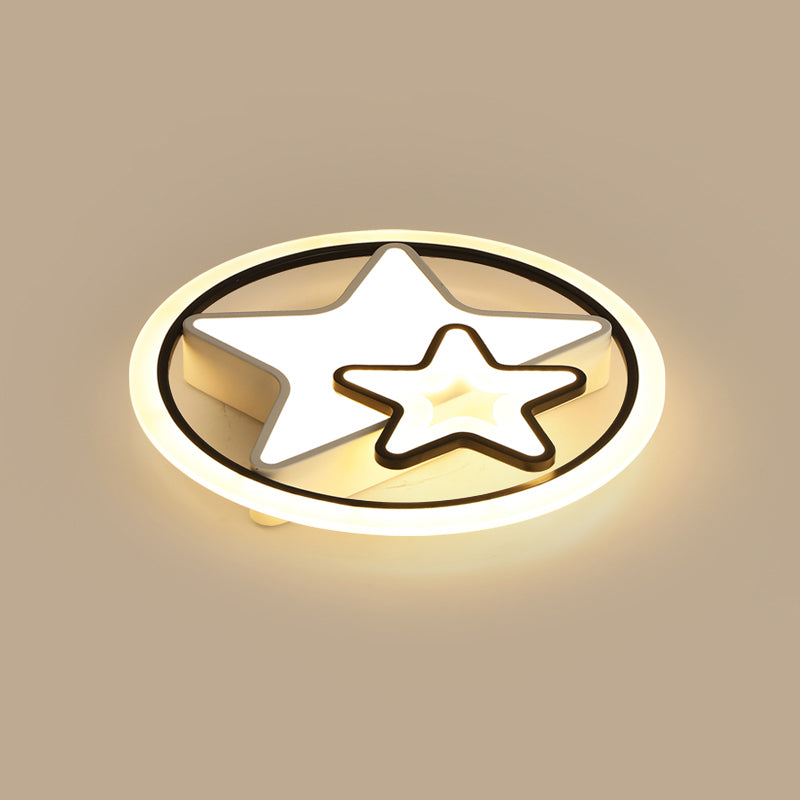 Star Deckenleuchte für Kinderzimmer, Metall, Cartoon-LED, rund, bündig, in Schwarz