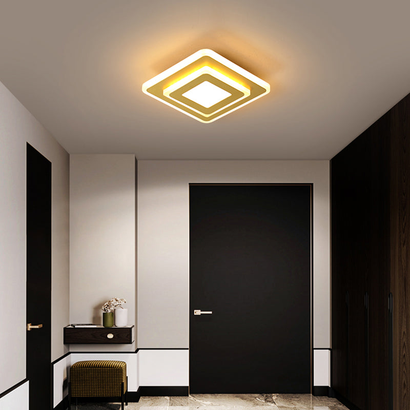 Gold Plated Geometrical Ceiling Light Modern LED Acrylic Flush Mount Light for Hallway