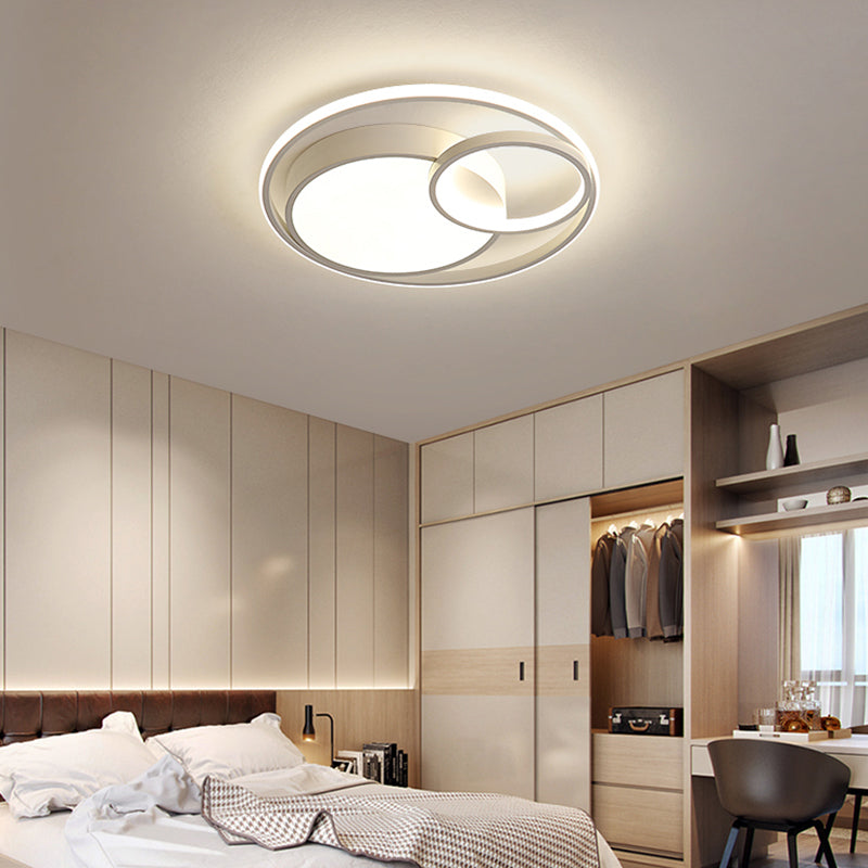 Circular Led Flush Mount Light Fixture Contemporary Acrylic Bedroom Ceiling Lamp