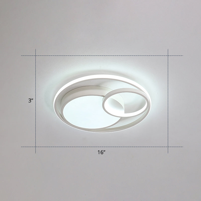 Circular Led Flush Mount Light Fixture Contemporary Acrylic Bedroom Ceiling Lamp