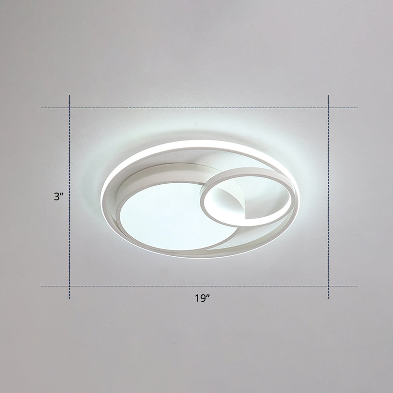 Circular Led Flush Mount Light Fixture Contemporary Acrylic Bedroom Ceiling Lamp