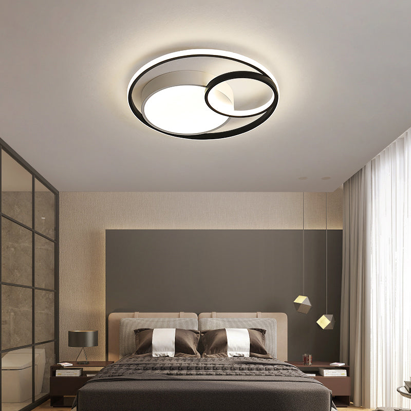 Circular Led Flush Mount Light Fixture Contemporary Acrylic Bedroom Ceiling Lamp