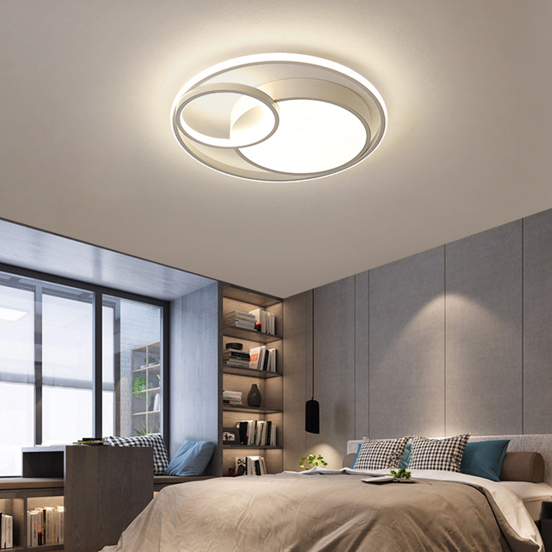 Circular Led Flush Mount Light Fixture Contemporary Acrylic Bedroom Ceiling Lamp