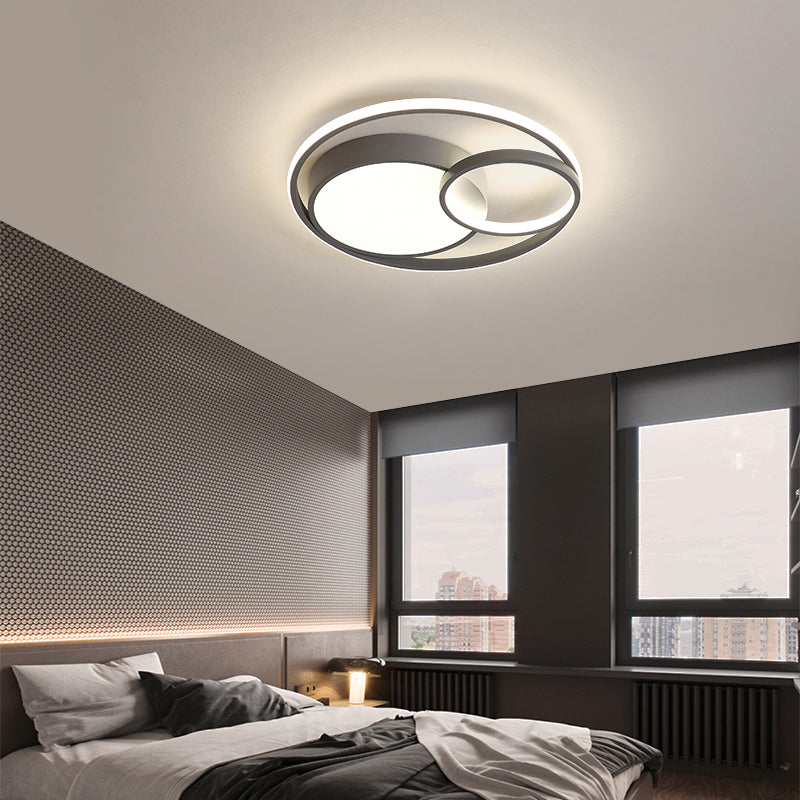 Circular Led Flush Mount Light Fixture Contemporary Acrylic Bedroom Ceiling Lamp