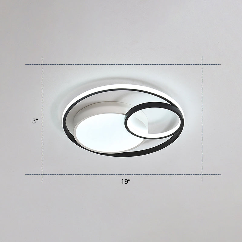Circular Led Flush Mount Light Fixture Contemporary Acrylic Bedroom Ceiling Lamp