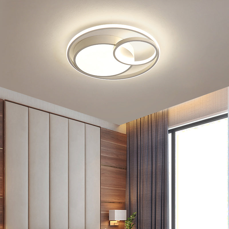 Circular Led Flush Mount Light Fixture Contemporary Acrylic Bedroom Ceiling Lamp