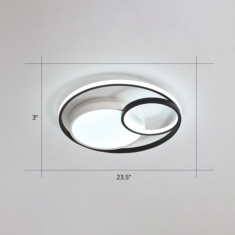 Circular Led Flush Mount Light Fixture Contemporary Acrylic Bedroom Ceiling Lamp