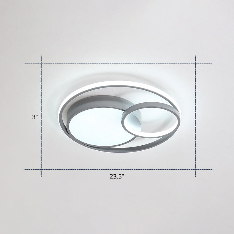 Circular Led Flush Mount Light Fixture Contemporary Acrylic Bedroom Ceiling Lamp