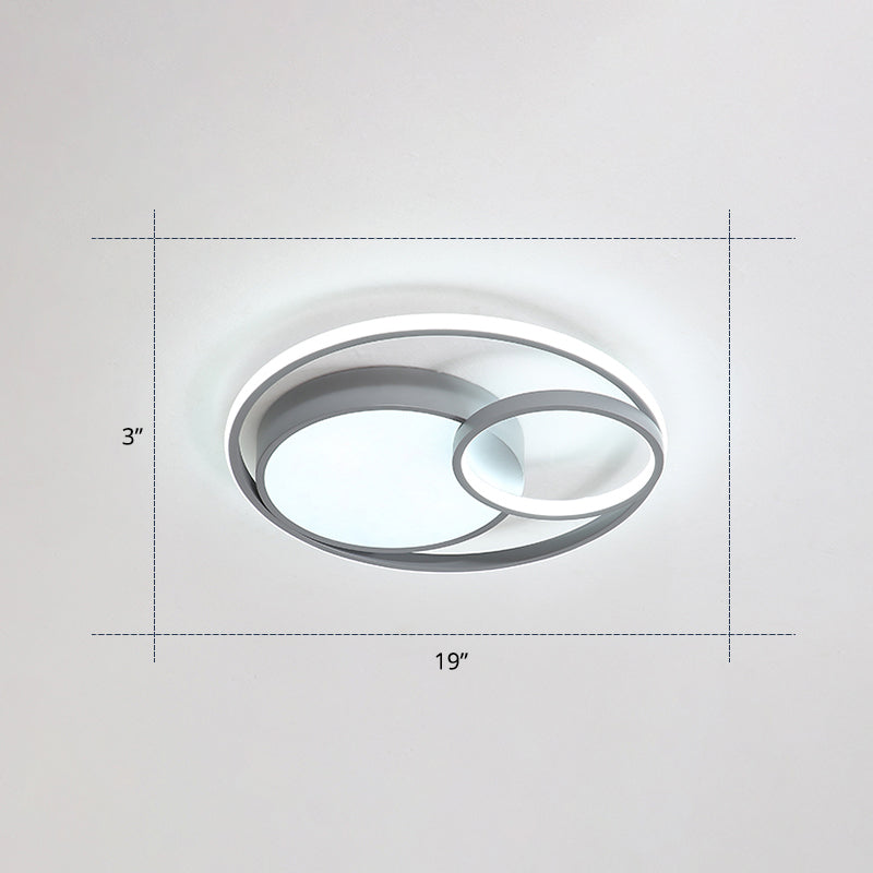 Circular Led Flush Mount Light Fixture Contemporary Acrylic Bedroom Ceiling Lamp