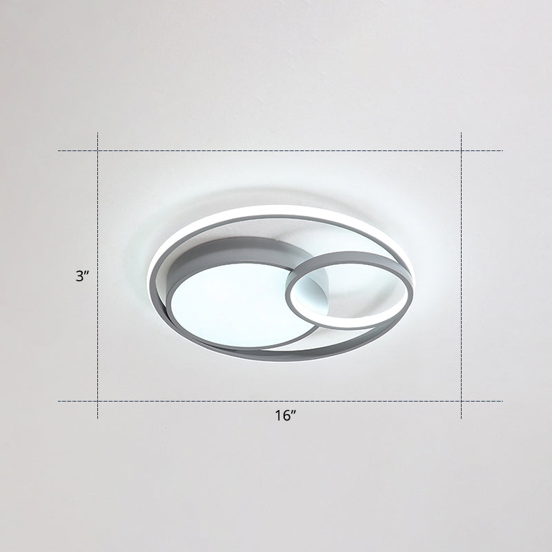 Circular Led Flush Mount Light Fixture Contemporary Acrylic Bedroom Ceiling Lamp