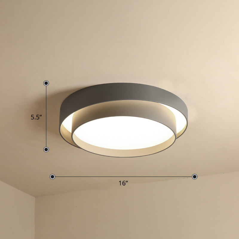 Metal 2-Layer Flush Mount Ceiling Light Fixture Nordic LED Flushmount Lighting for Bedroom