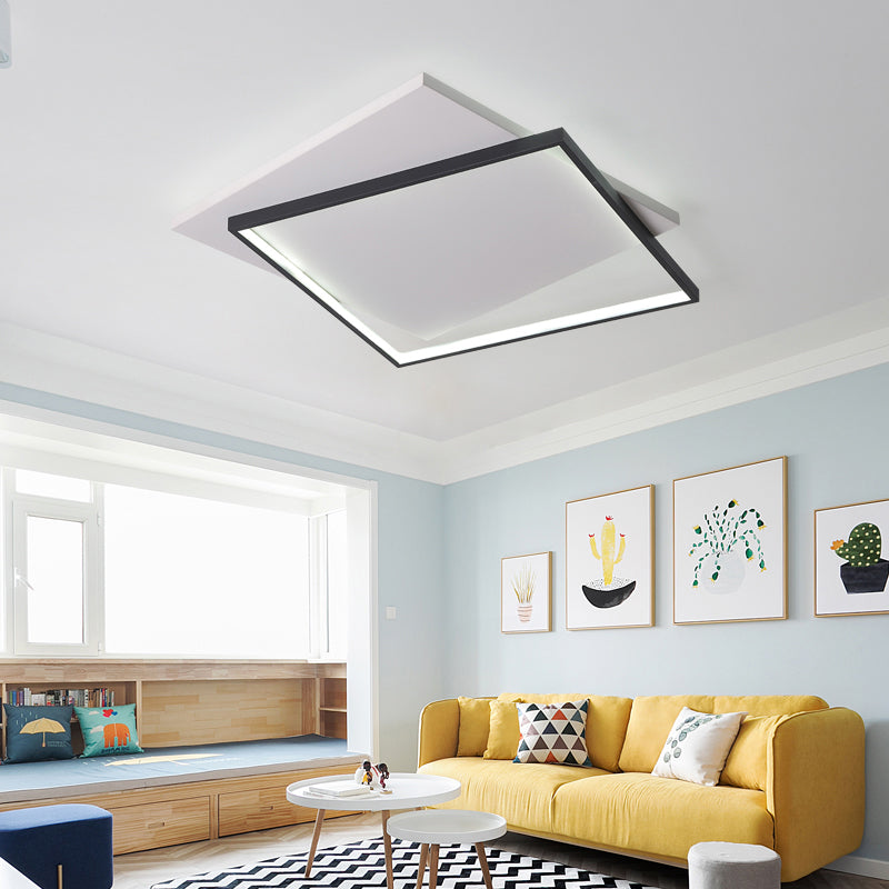 Eenvoud vierkante plafondmontage verlichting acryl woonkamer led spoelbevel in wit zwart