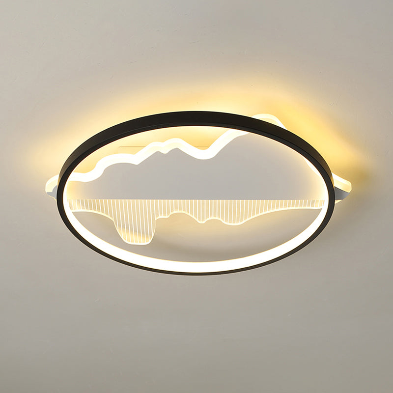 Minimalistische, schleifenförmige Deckenleuchte, moderne LED-Einbauleuchte mit schwarzem Finish für Schlafzimmer