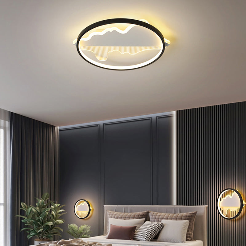 Minimalistische, schleifenförmige Deckenleuchte, moderne LED-Einbauleuchte mit schwarzem Finish für Schlafzimmer