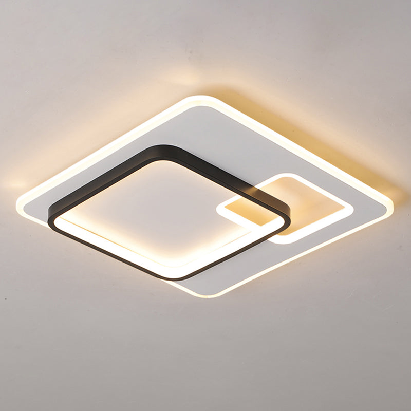 Halo Metal Flush Ceiling Light Fixture Simplicity Black-White LED Flush Mount for Bedroom