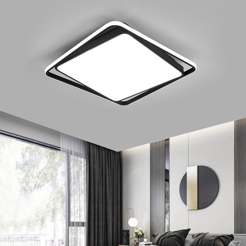 Square Led Surface Mount Ceiling Light Nordic Acryl Schwarz Flushmount Light for Bedroom