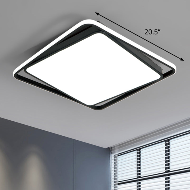 Square Led Surface Mount Ceiling Light Nordic Acryl Schwarz Flushmount Light for Bedroom
