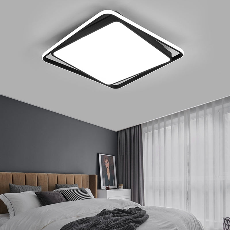 Square Led Surface Mount Ceiling Light Nordic Acrylic Black Flushmount Light for Bedroom
