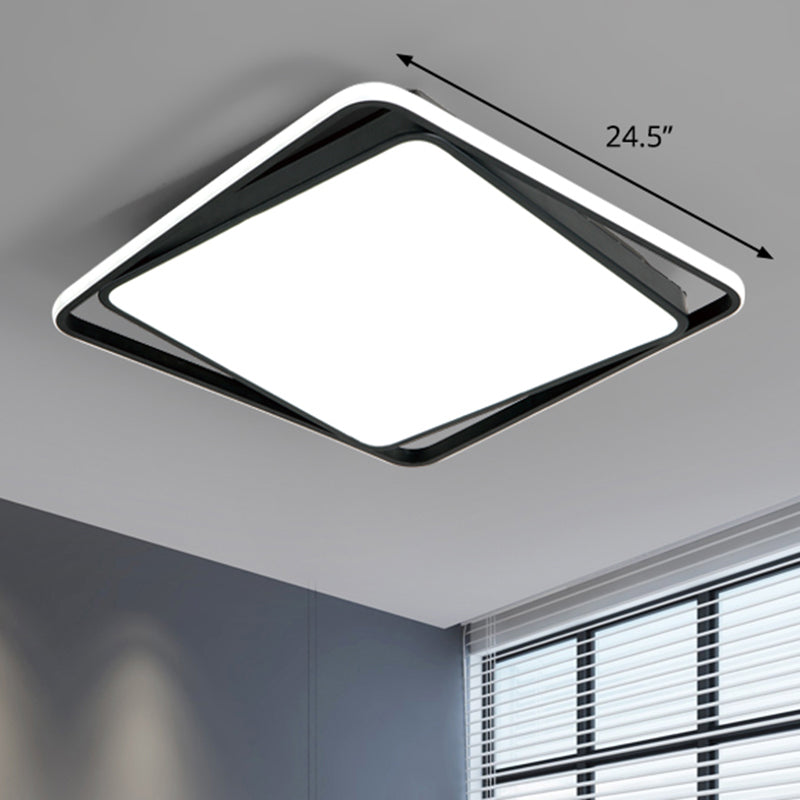 Square Led Surface Mount Ceiling Light Nordic Acryl Schwarz Flushmount Light for Bedroom