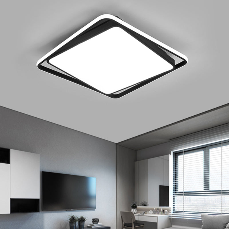 Square Led Surface Mount Ceiling Light Nordic Acrylic Black Flushmount Light for Bedroom