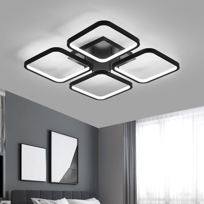 Zwart vierkant semi -spoel licht eenvoud led aluminium plafond spoelmontage licht voor slaapkamer