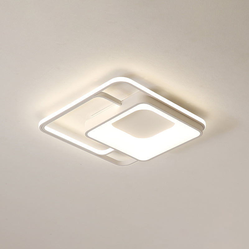 Quadratische LED-Unterputzleuchte, minimalistische Deckenleuchte aus Acryl für Schlafzimmer in Weiß
