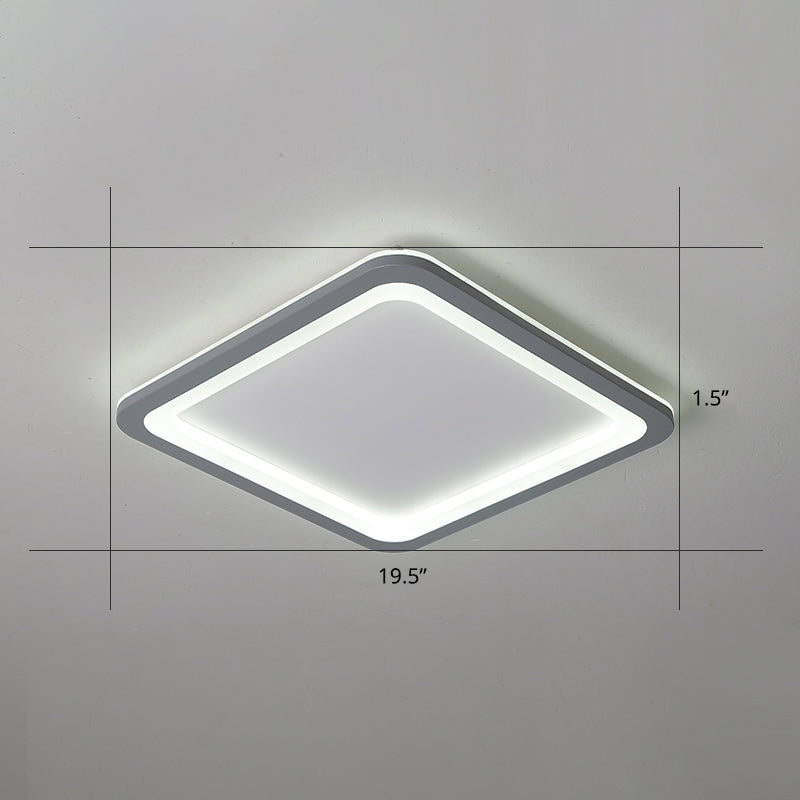 Graue, superdünne Deckenleuchte, nordische LED-Deckenleuchte aus Metall für die Oberflächenmontage im Wohnzimmer