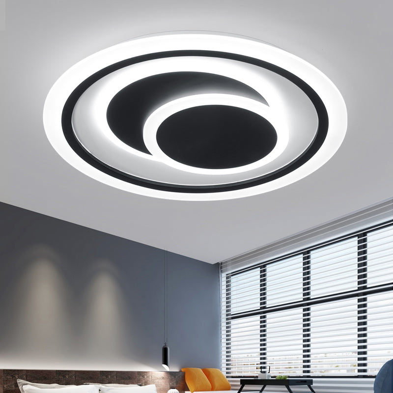 Black Disk Shaped Flush Light Minimalism Metal Surface Mounted Led Ceiling Light for Bedroom