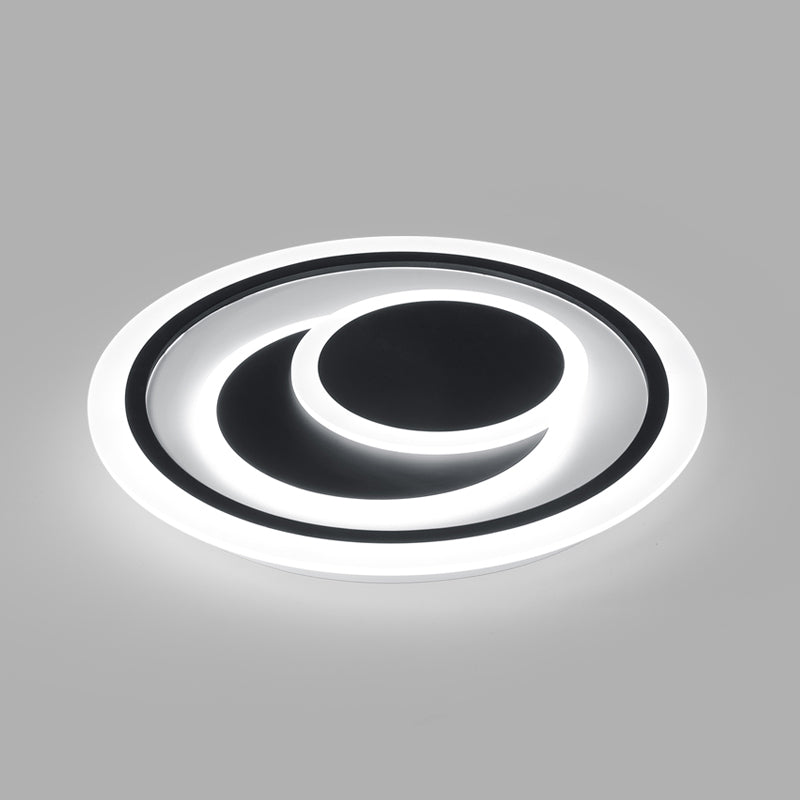 Black Disk Shaped Flush Light Minimalism Metal Surface Mounted Led Ceiling Light for Bedroom